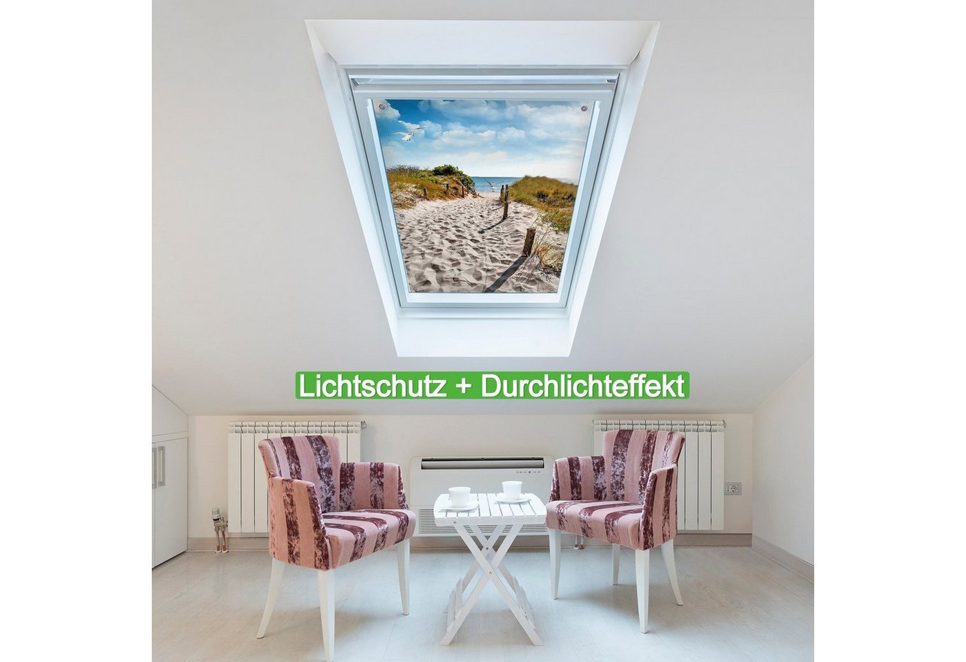 Wallario Sonnenschutz Möwen auf dem Weg zum Strand, blickdicht, mit Saugnäpfen, wiederablösbar und wiederverwendbar Bild 5