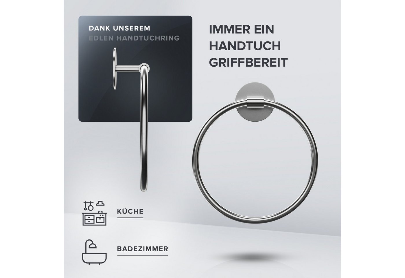 ovimar Handtuchring Bovbjerg, aus Edelstahl in Silber zur Zum Kleben