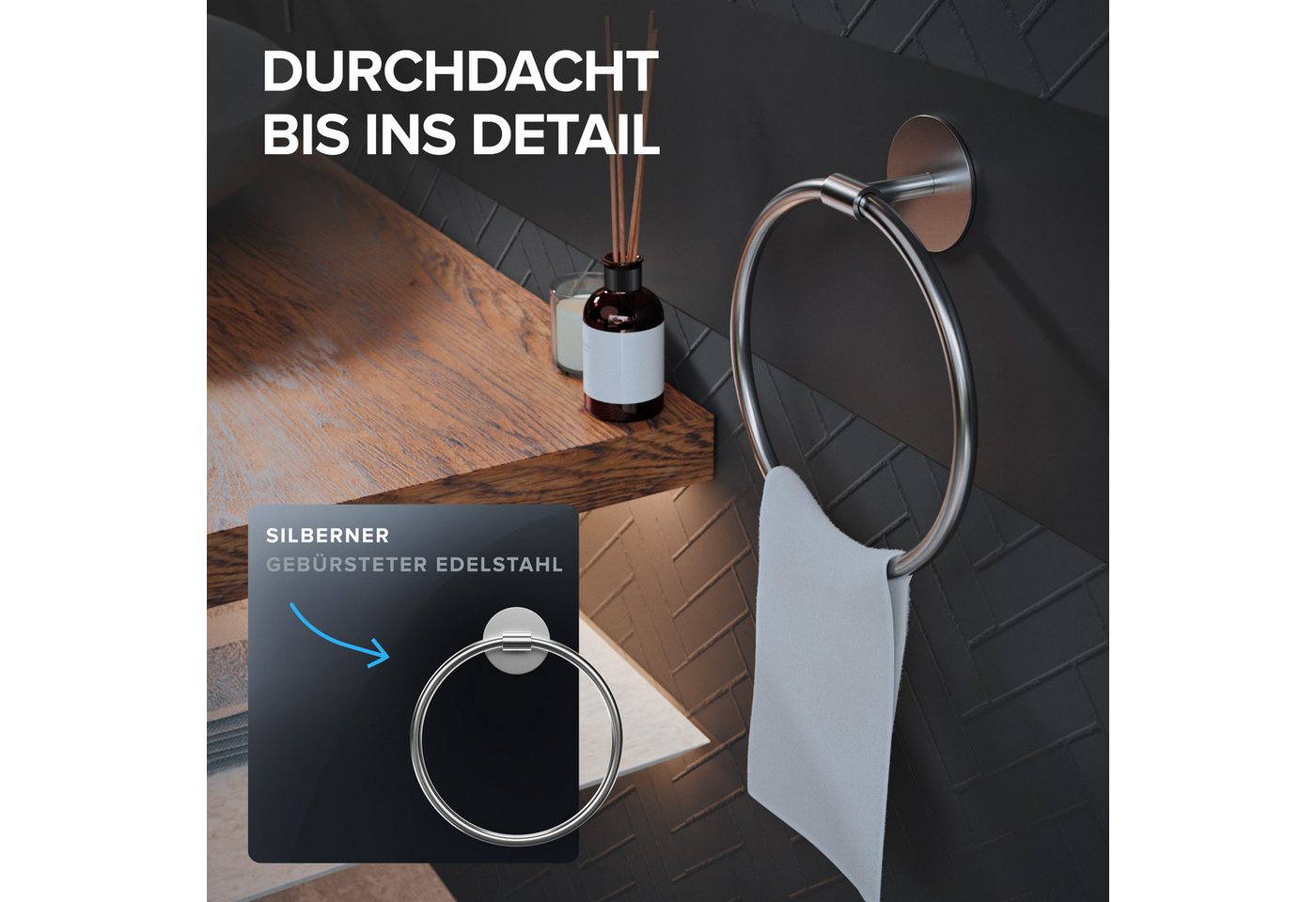 ovimar Handtuchring Bovbjerg, aus Edelstahl in Silber zur Zum Kleben Bild 2