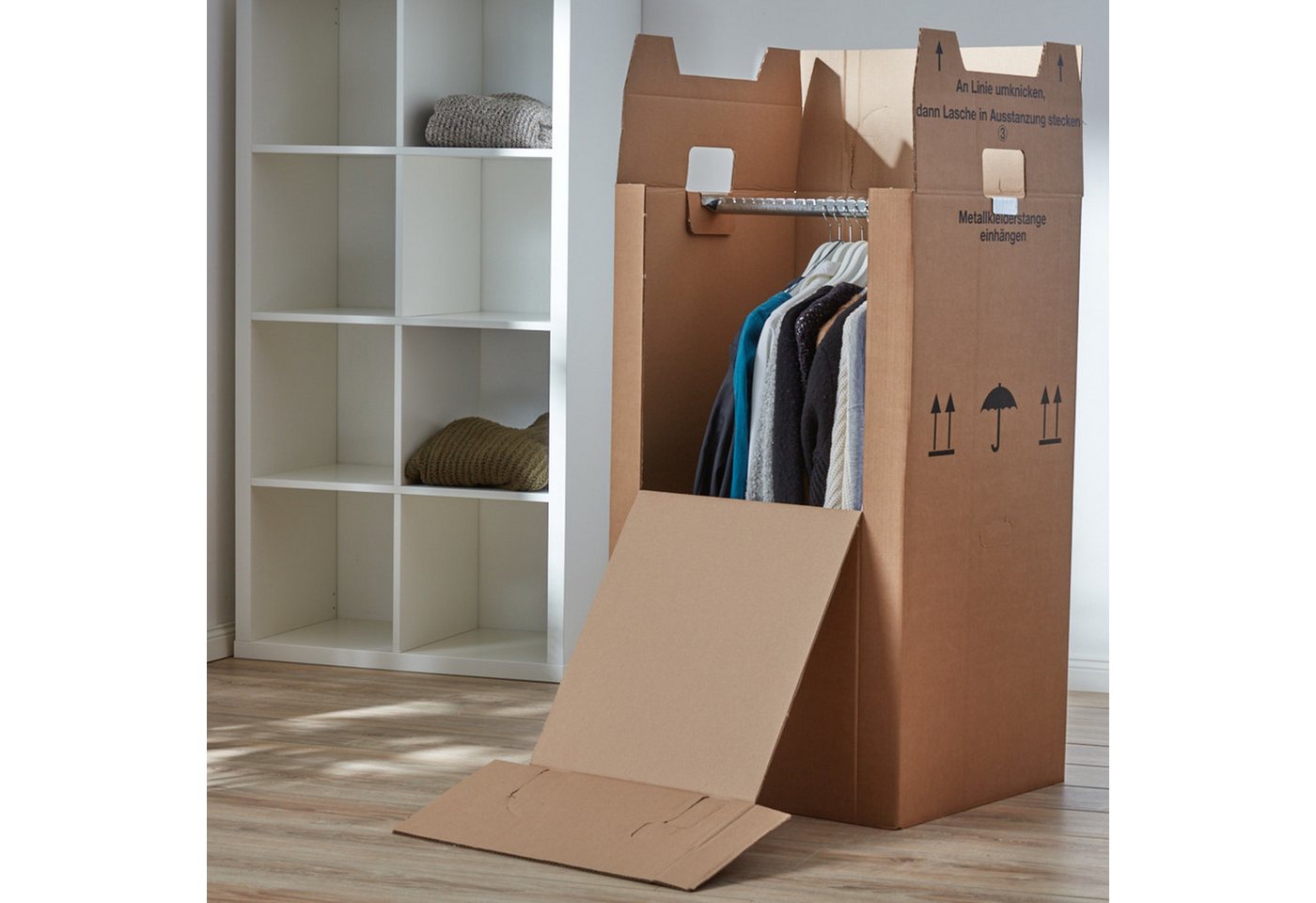 BB-Verpackungen Umzugskarton Kleiderbox Mini, 2-wellig, 40kg Traglast, 600 mm x 510 mm x 1000 mm Bild 2