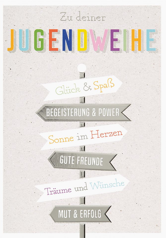 Perleberg Grußkarten Jugendweihe Glückwunschkarte im Format 115 x 17cm mit Umschlag uniq2