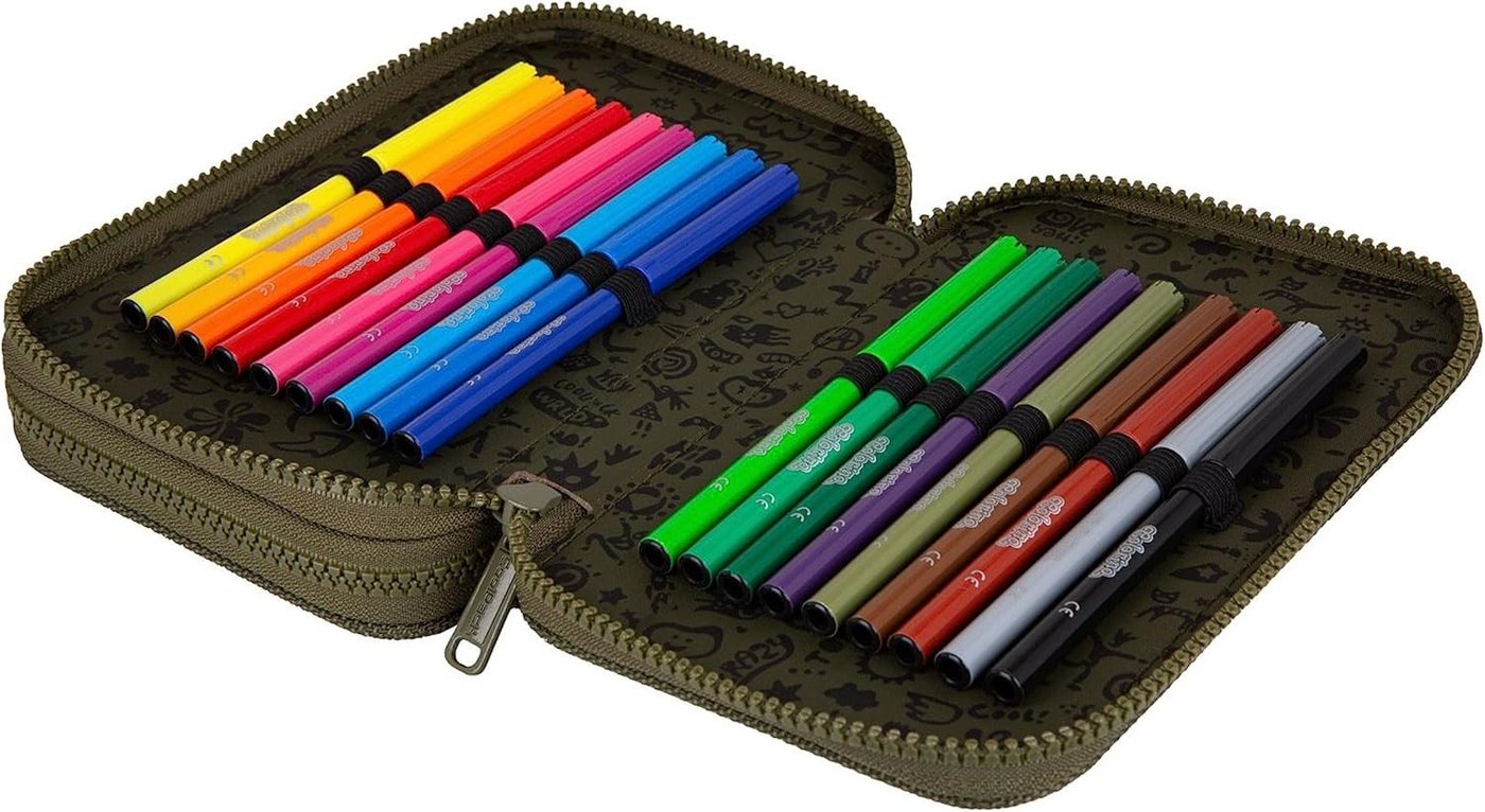 GOLDKIDS Federmäppchen COOLPACK 2-fache Federtasche Federmappe 100% recycelt, (ECO 35-teilig Schüleretui Stifte, und Pinsel inkl. Aufgabenheft Federbox Etui), Stiftetasche Schlamper-Etui Schul-Etui Bild 2