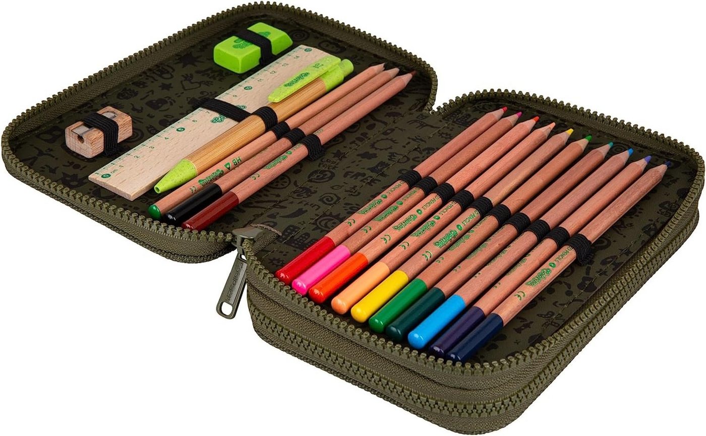 GOLDKIDS Federmäppchen COOLPACK 2-fache Federtasche Federmappe 100% recycelt, (ECO 35-teilig Schüleretui Stifte, und Pinsel inkl. Aufgabenheft Federbox Etui), Stiftetasche Schlamper-Etui Schul-Etui Bild 4