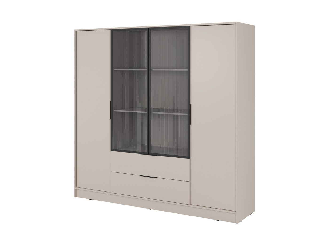 MOEBLO Drehtürenschrank SEVIA 200 (Moderner und funktionaler Schrank mit verstellbaren Regalen und Schubladen, Kleiderschrank 4-türig Schrank Garderobe Schlafzimmer mit/ohne Spiegel, mit/ohne Vitrinen - und Schubladen) (BxHxT): 206x200x51 cm