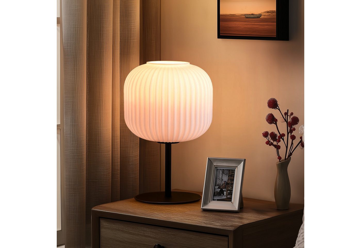 STANBOW Tischleuchte Nachttischlampe,Ein-/Ausschalter, ohne Leuchtmittel 1.8m, Warmweiß, E27,PVC Kabel, Tischlampe für Wohnzimmer Schlafzimmer