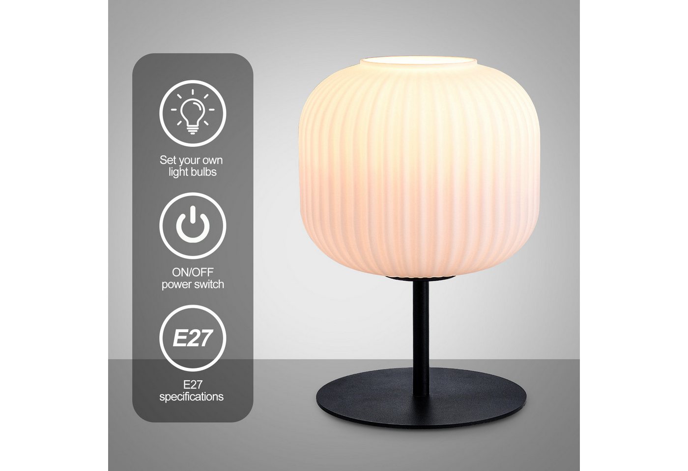 STANBOW Tischleuchte Nachttischlampe,Ein-/Ausschalter, ohne Leuchtmittel 1.8m, Warmweiß, E27,PVC Kabel, Tischlampe für Wohnzimmer Schlafzimmer Bild 2