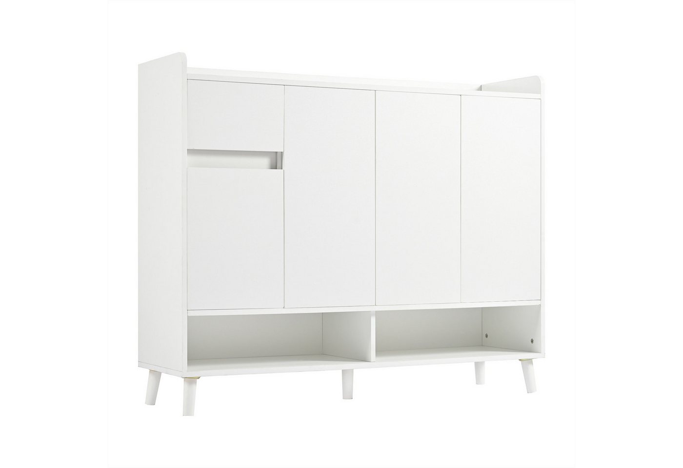 STILVORA Schuhschrank weiß Moderne Schuhkipper Sideboard für Esszimmer, Wohnzimmer, Küche (Kommode, Schuhschrank, Anrichte, 1-St., 4Türen und 1 Schubladen) mit einem verstellbaren Regal Bild 3