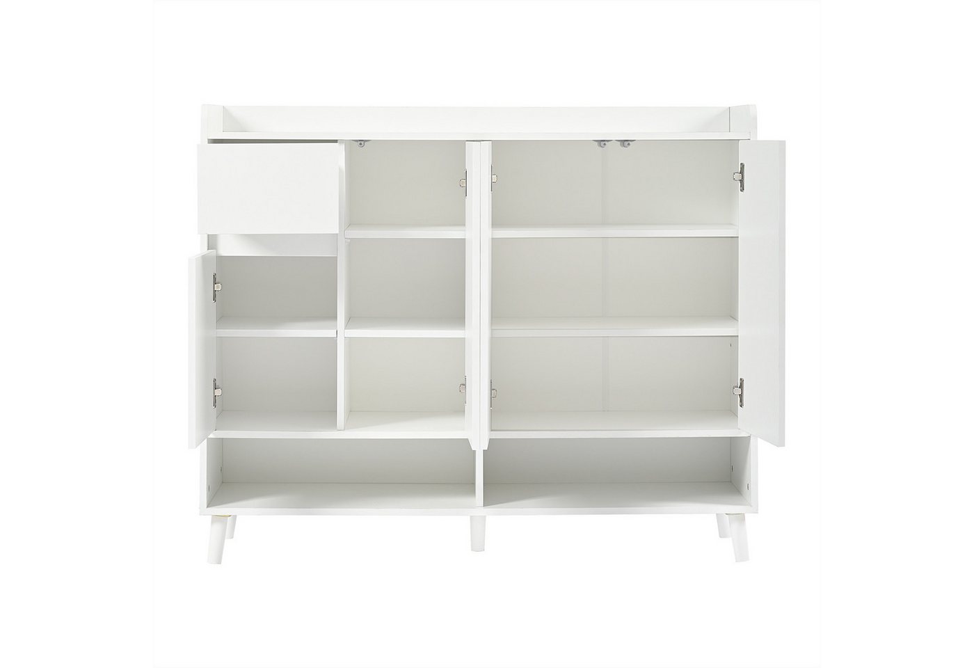 STILVORA Schuhschrank weiß Moderne Schuhkipper Sideboard für Esszimmer, Wohnzimmer, Küche (Kommode, Schuhschrank, Anrichte, 1-St., 4Türen und 1 Schubladen) mit einem verstellbaren Regal Bild 4