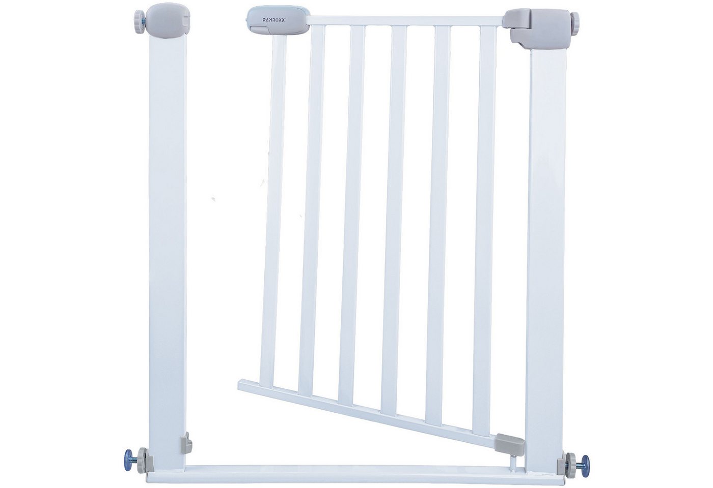 RAMROXX Treppenschutzgitter 110-120cm Türgitter Weiß RAMROXX Kindersicherung 77cm Hoch Bild 2