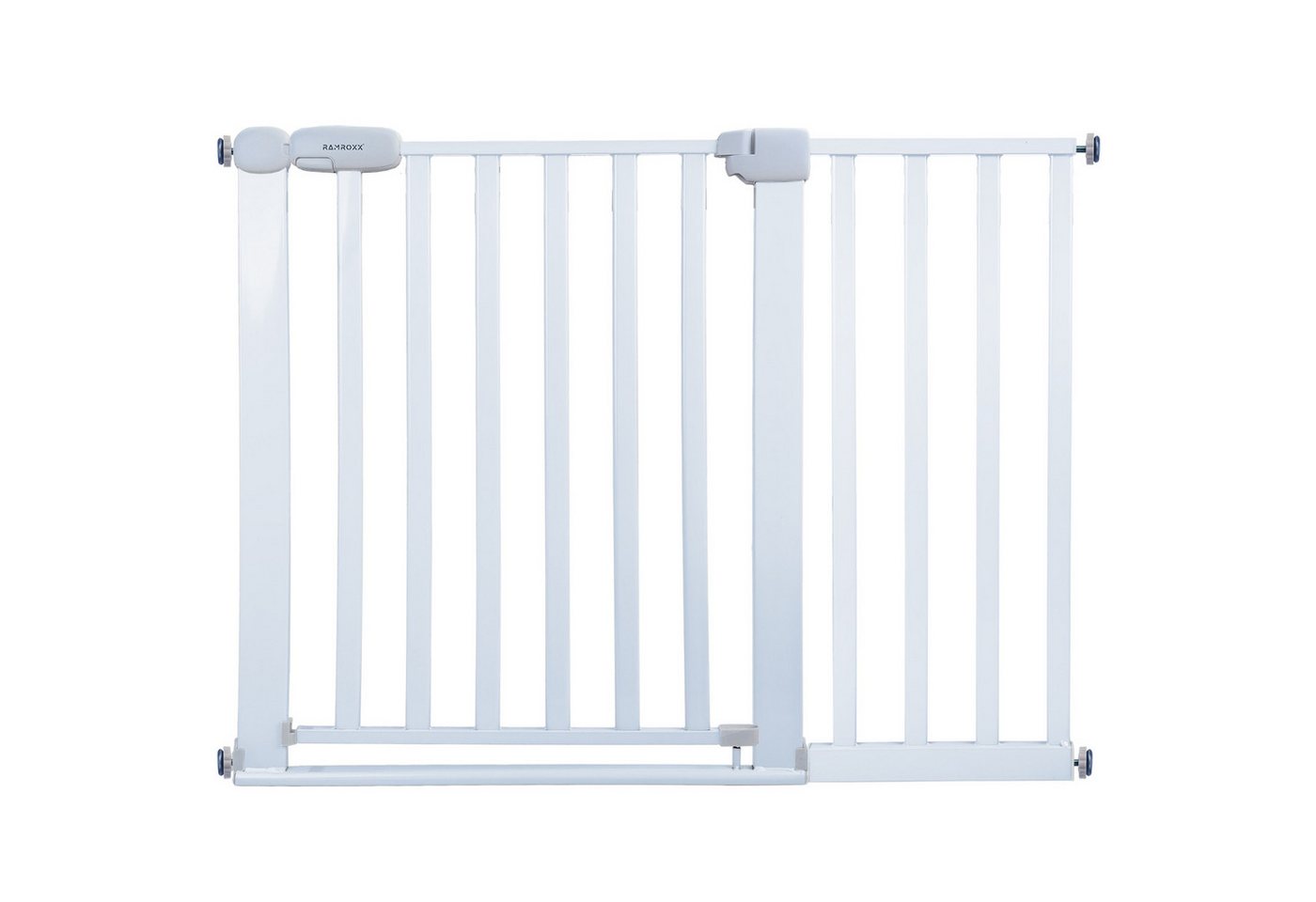 RAMROXX Treppenschutzgitter 110-120cm Türgitter Weiß RAMROXX Kindersicherung 77cm Hoch Bild 4