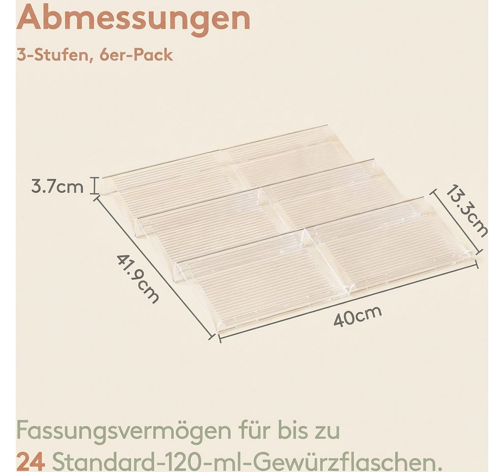 Lifewit Gewürzregal Gewürzschublade aus Kunststoff, Abnehmbarer Gewürzeinsatz für Küche.
