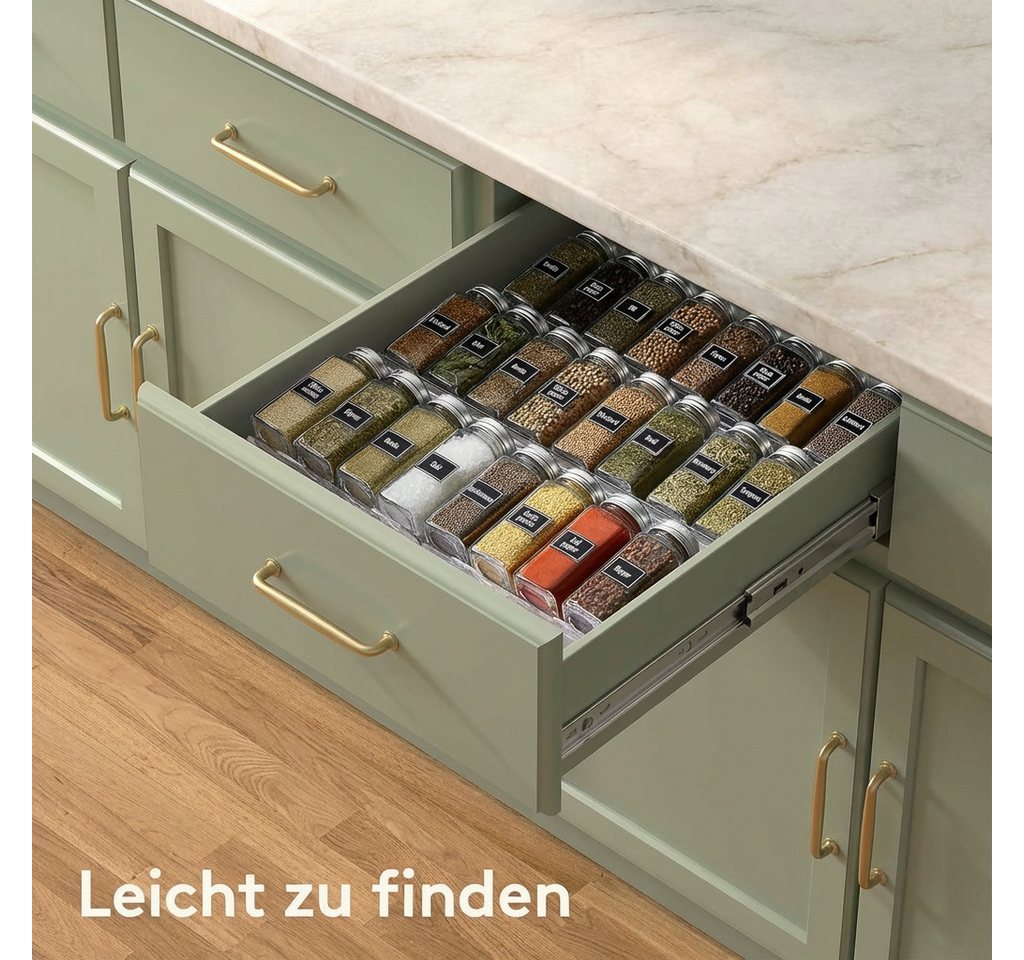 Lifewit Gewürzregal Gewürzschublade aus Kunststoff, Abnehmbarer Gewürzeinsatz für Küche. Bild 2