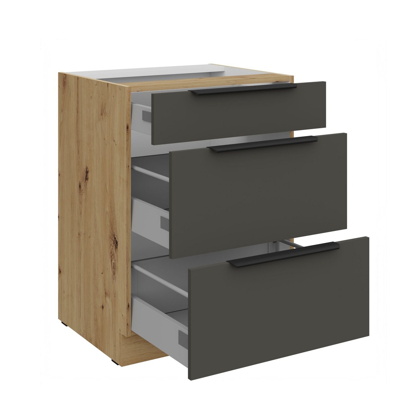 Küchen-Preisbombe Auszugsunterschrank 60 cm Küche ARIA Graphite ultra matt Anti Fingerprint Küchenzeile Bild 2