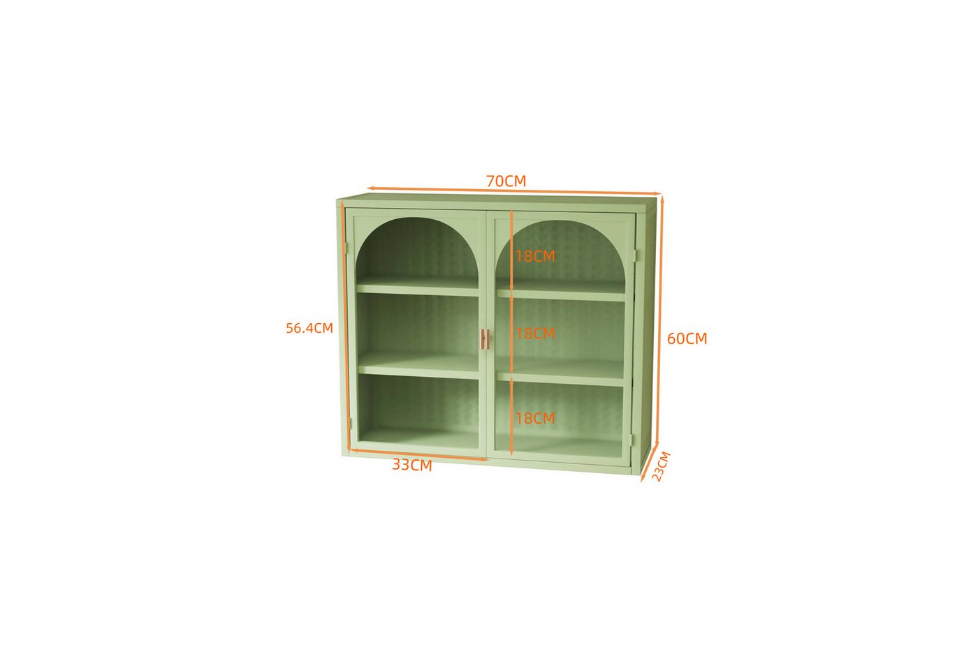 Celya Wandhängeschrank 70 cm Glas-Türen Moderner zweitüriger Wandschrank, Grün, mit dreistufigem Stauraum, mit charakteristischem Webmuster Bild 2