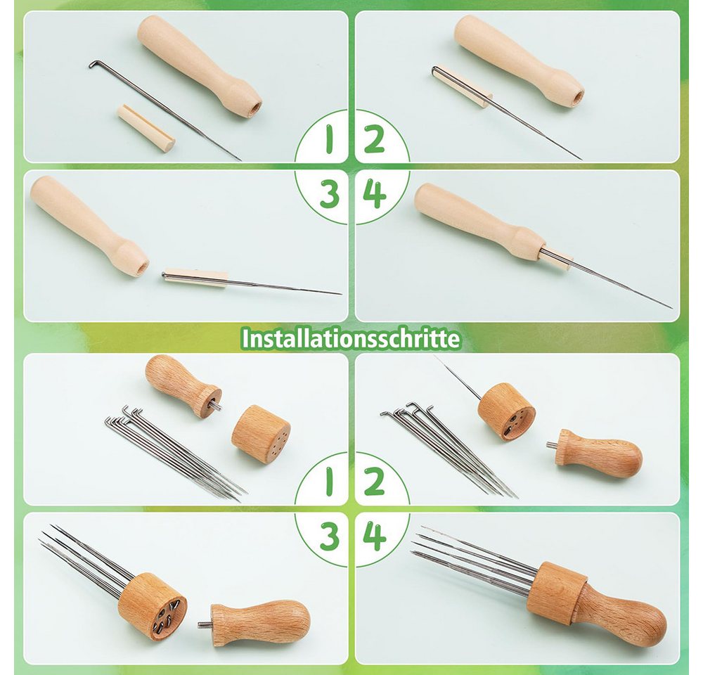 CLTYQ Kreativset 18 Farben Filzwolle, Nadel-Filz Starterset mit Filznadeln,DIY-Basteln, für Trockenfilzen,Filzwoll-Roving und Filzwerkzeug, für DIY-Basteln