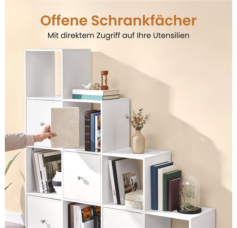 Yaheetech Bücherregal L-Förmiges Würfelregal mit 10 Fächern und 4 Aufbewahrungskörben, Cube-Regal für 120–200 Bücher Belastbar bis 100 kg Bild 3