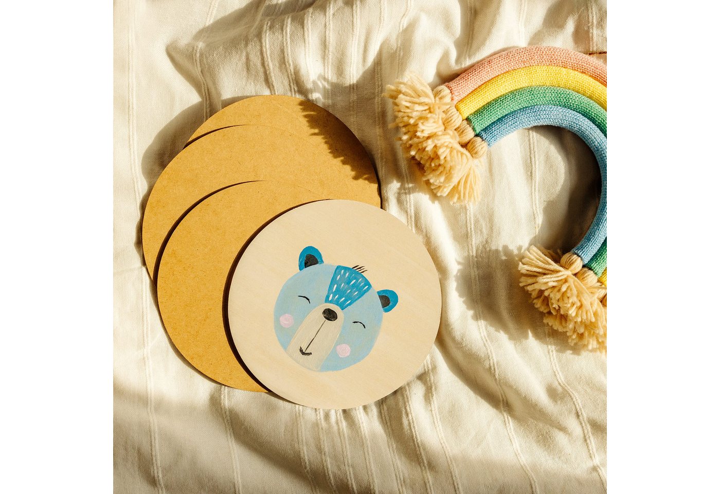 Creative Deco Bastelnaturmaterial 10x Runde MDF Platten 3 mm Dünne Holz Platten Bild 3