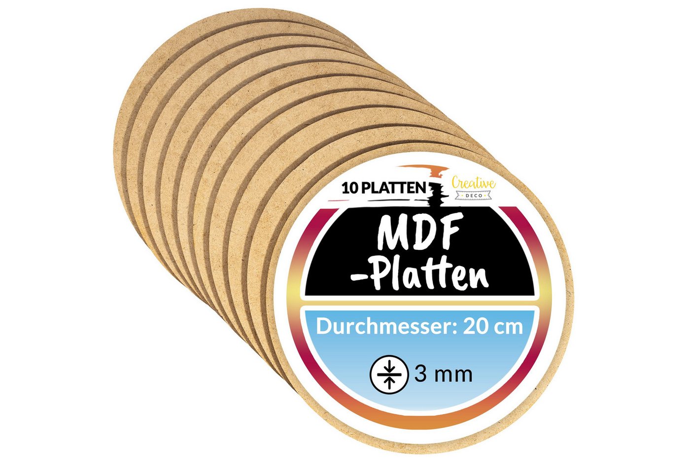Creative Deco Bastelnaturmaterial 10x Runde MDF Platten 3 mm Dünne Holz Platten Bild 5