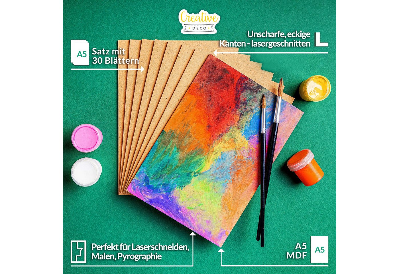 Creative Deco Bastelnaturmaterial A5 MDF Platten 148 x 210 x 3 mm Dünne Holzplatten, (30-tlg)