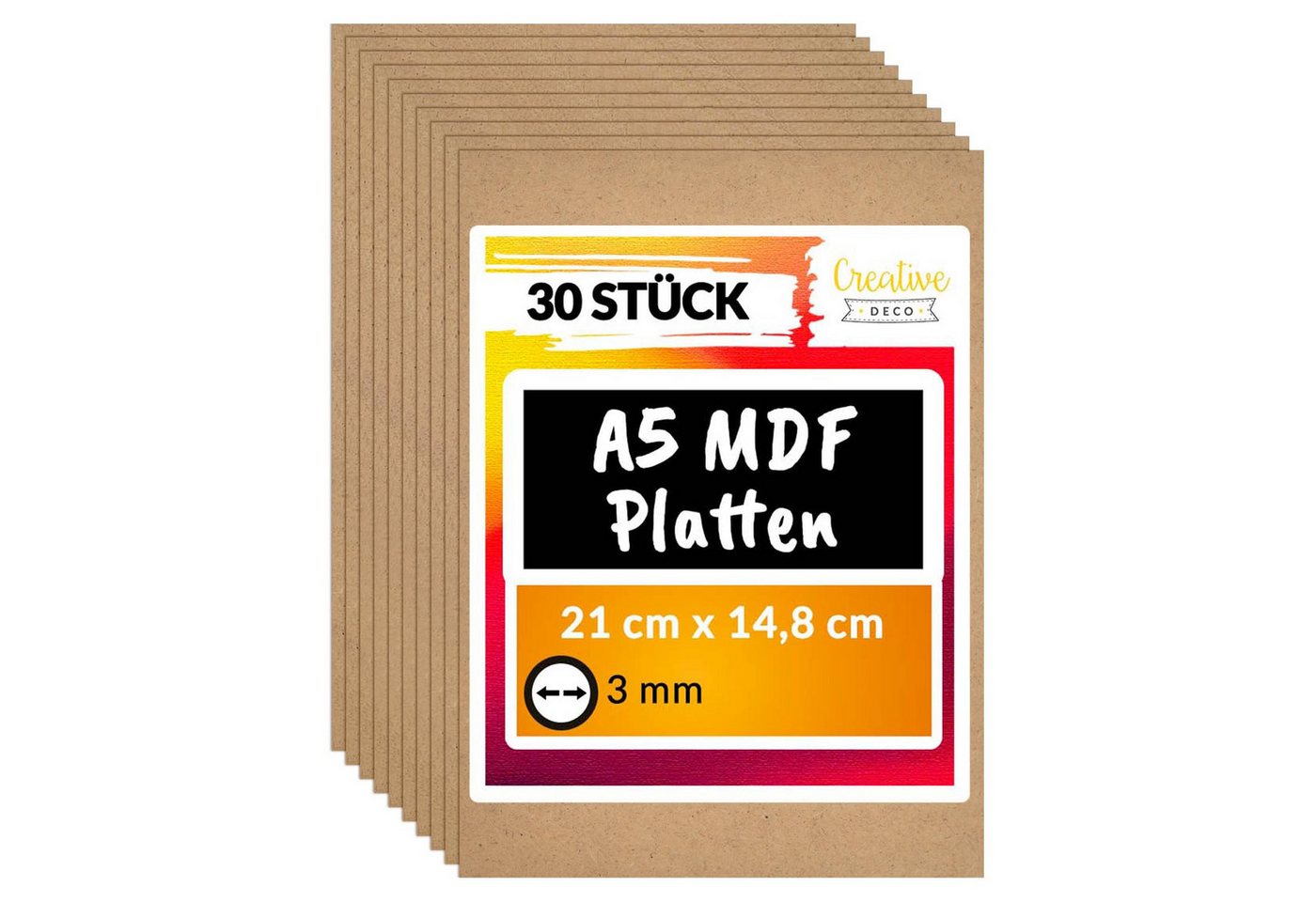 Creative Deco Bastelnaturmaterial A5 MDF Platten 148 x 210 x 3 mm Dünne Holzplatten, (30-tlg) Bild 4