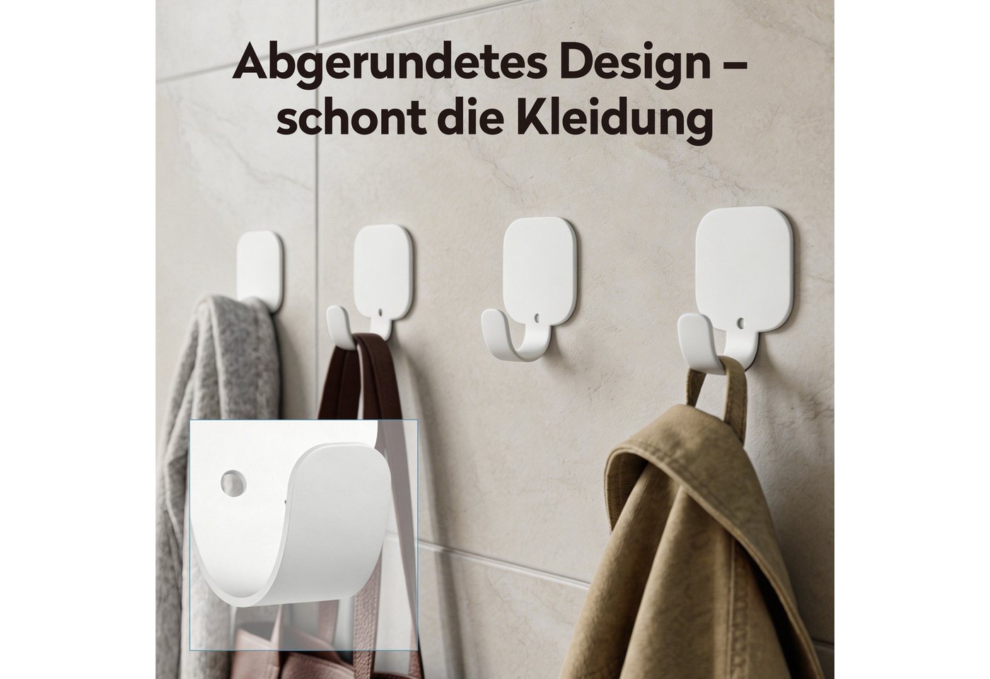 doporro Wandhaken Klebehaken Wandhaken ohne Bohren 4 Stück aus Aluminium Stalo-15, aus Aluminium Bild 4