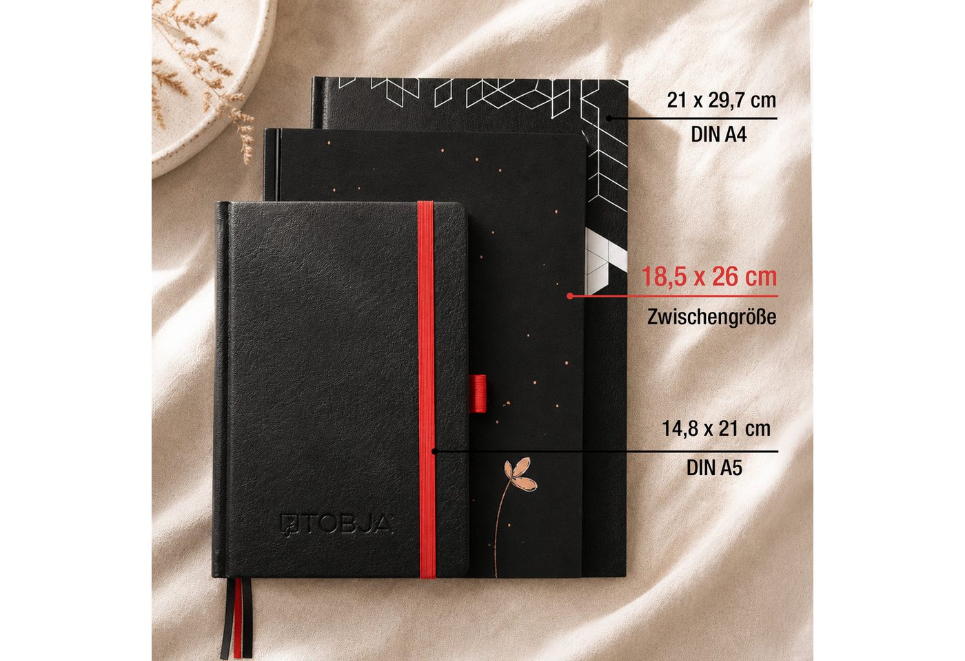 TOBJA Buchkalender Premium Planer 2027 Buchkalender schwarz Roségold OptiPlaner Noir FSC, Roségold-Akzent, 30-Min-Taktung, 18,5x26 cm, FSC, 4-sprachig Bild 4