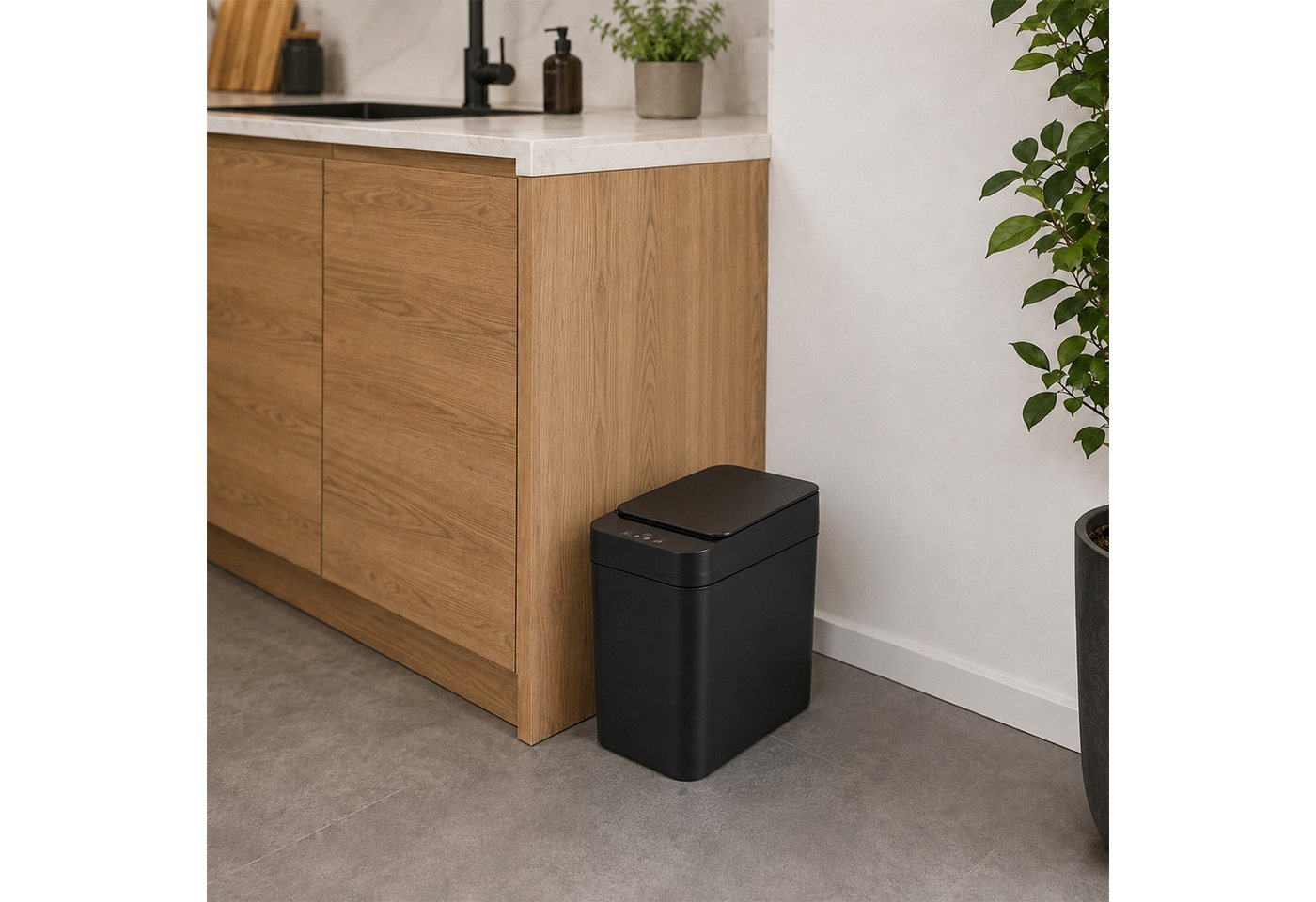relaxdays Mülleimer 9L mit Sensor, weiß Bild 5