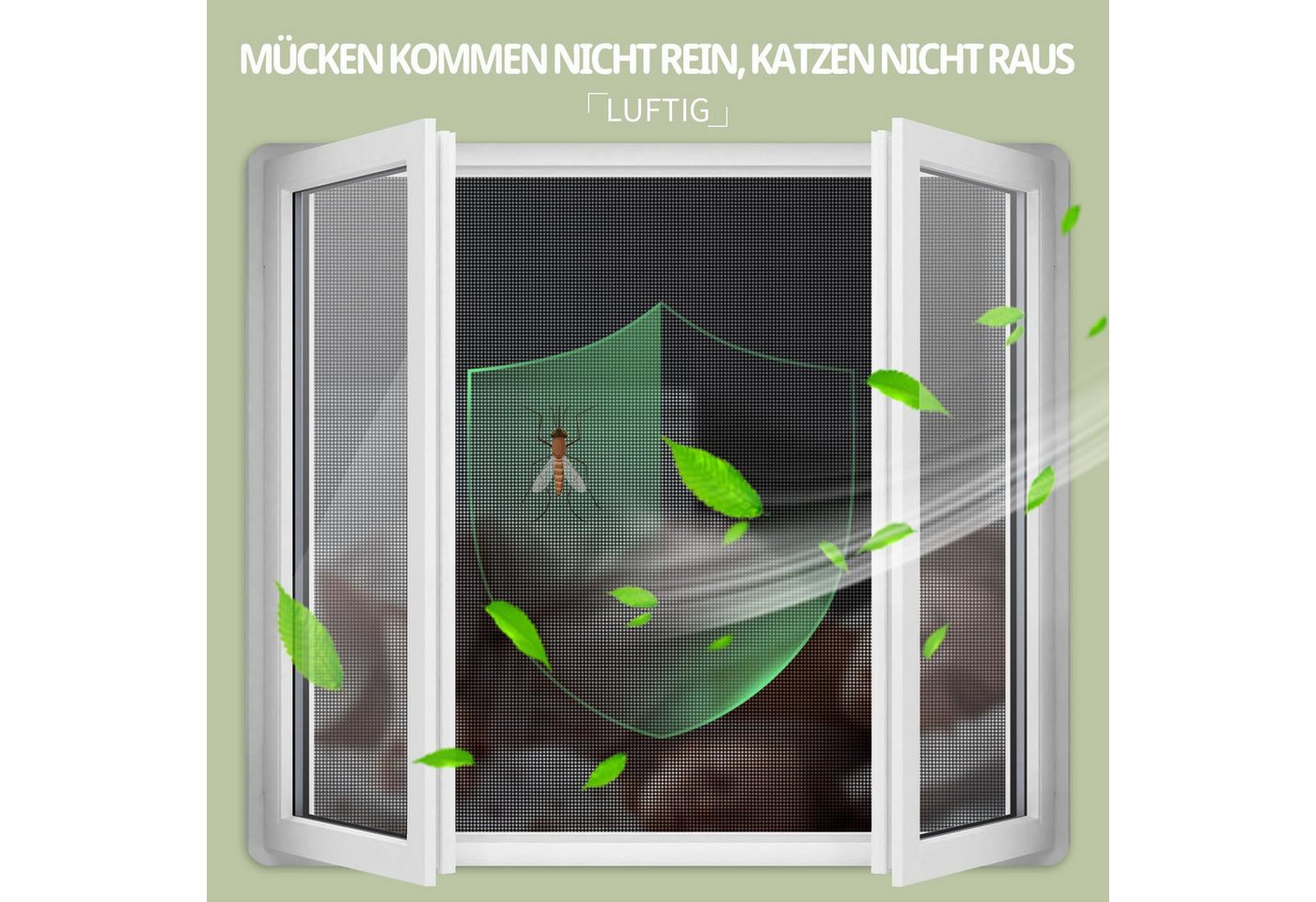 Srvillg Insektenschutz-Fensterrahmen Selbstklebendes Moskitonetz für Fenster Fliegengitter Mit Pollenschutz Bild 3