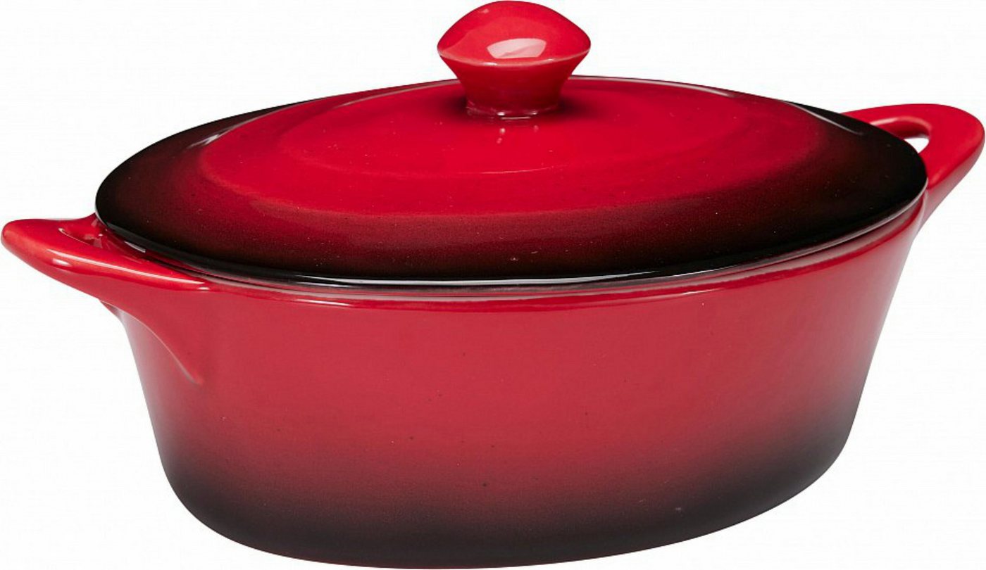 Koopman Ofenschale Auflaufform Gartopf Ofenform 2 Farben Keramik 2 Stk, Keramik, (Set, 2-St., Packung), 2er Set, mit Deckel, Keramik, Orange + Rot Bild 3