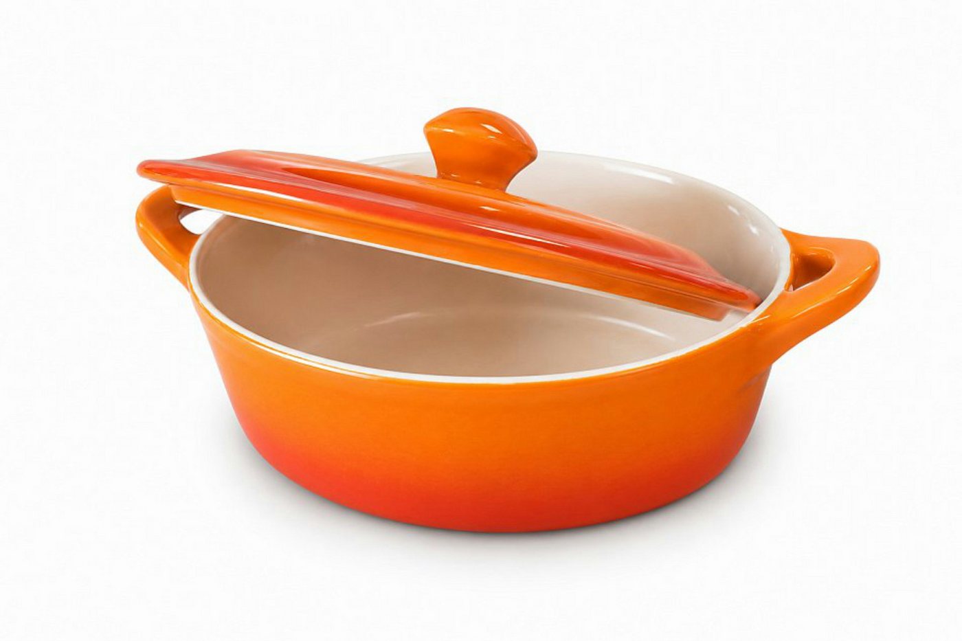 Koopman Ofenschale Auflaufform Gartopf Ofenform 2 Farben Keramik 2 Stk, Keramik, (Set, 2-St., Packung), 2er Set, mit Deckel, Keramik, Orange + Rot Bild 4