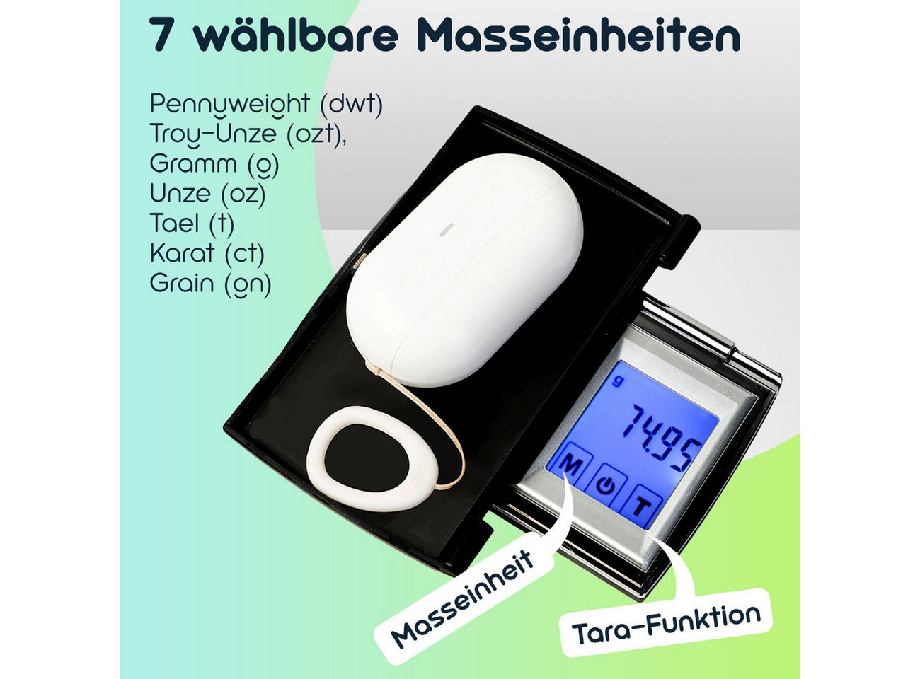 Casativo Feinwaage Digitale Feinwaage (300g/0.01g) mit Touch-Display für Schmuck & Gold, Ideal für Labor, Schmuck, Hobby oder Reise Bild 2