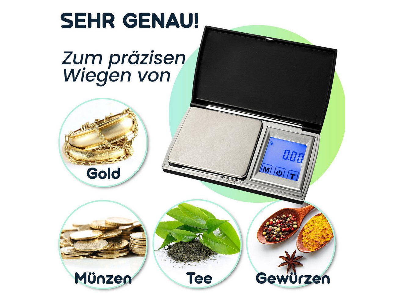 Casativo Feinwaage Digitale Feinwaage (300g/0.01g) mit Touch-Display für Schmuck & Gold, Ideal für Labor, Schmuck, Hobby oder Reise Bild 5