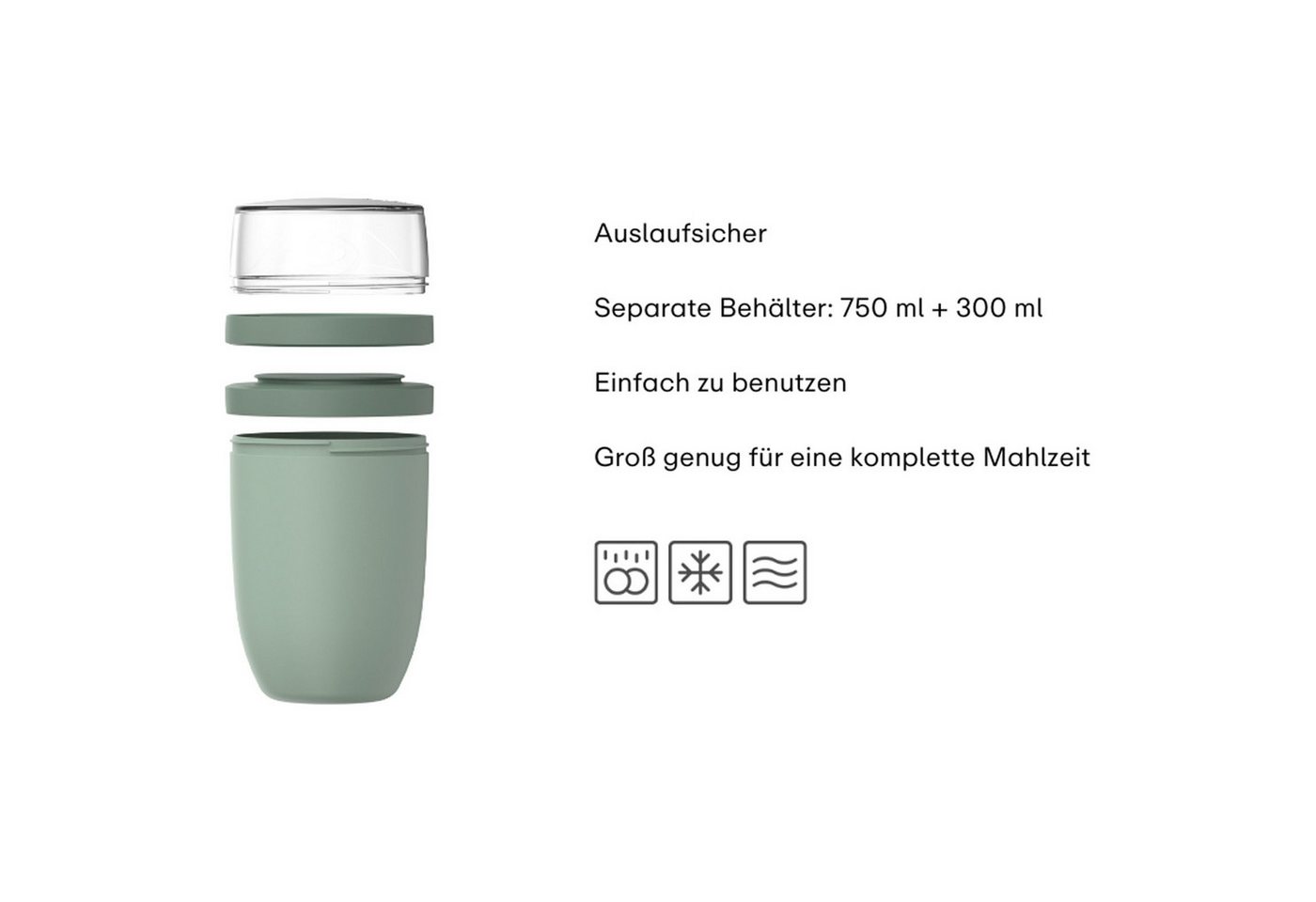 Mepal Lunchbox Ellipse Lunchpot XL 750 ml + 300 ml, Kunststoff, (1-tlg), Spülmaschinengeeignet, Mikrowellenfest Bild 2