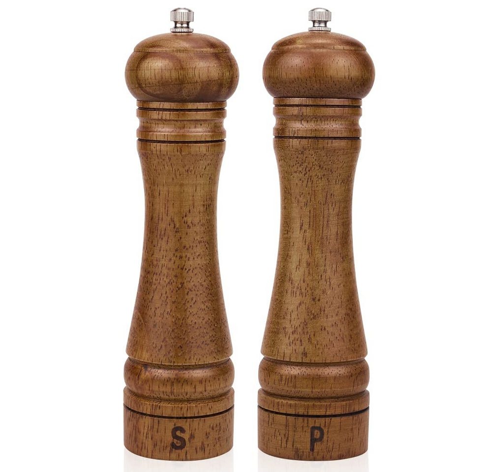 SURFOU Salzmühle Salz-/Pfeffermühle - 2er Set, Gewürzmühlen, Streuer, Mühlenset Holz manuell, (2 Stück), Fassungsvermögen 3 oz, Nachfüllbar, mit S/P-Beschriftung Bild 2