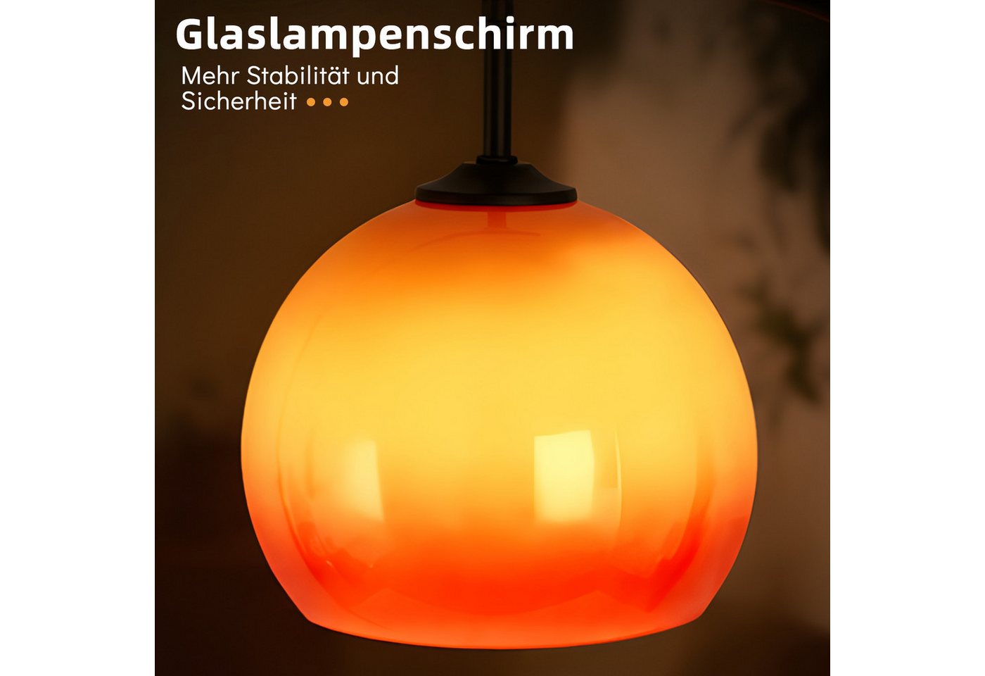 Nettlife Stehlampe bogen wohnzimmer Angelstil Höhe verstellbar drehbarer Fußschalter E27, ohne Leuchtmittel, für Wohnzimmer Schlafzimmer Arbeitszimmer Eisen Glas 220-240V max. 40W Bild 3