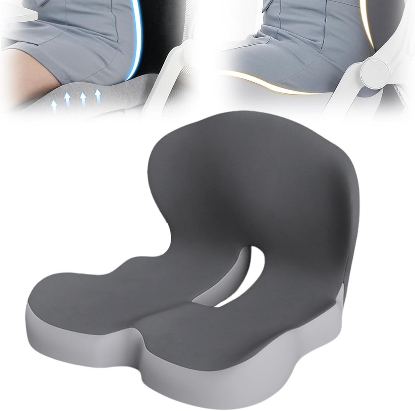 ibettertec Sitzkissen Hämorrhoiden Sitzkissen Orthopädisch für Hämorrhoiden Eisseide Gewebe, Ergonomisches Sitzring Memory Foam Kissen für Bürostuhl Auto Rollstuhl Bild 5