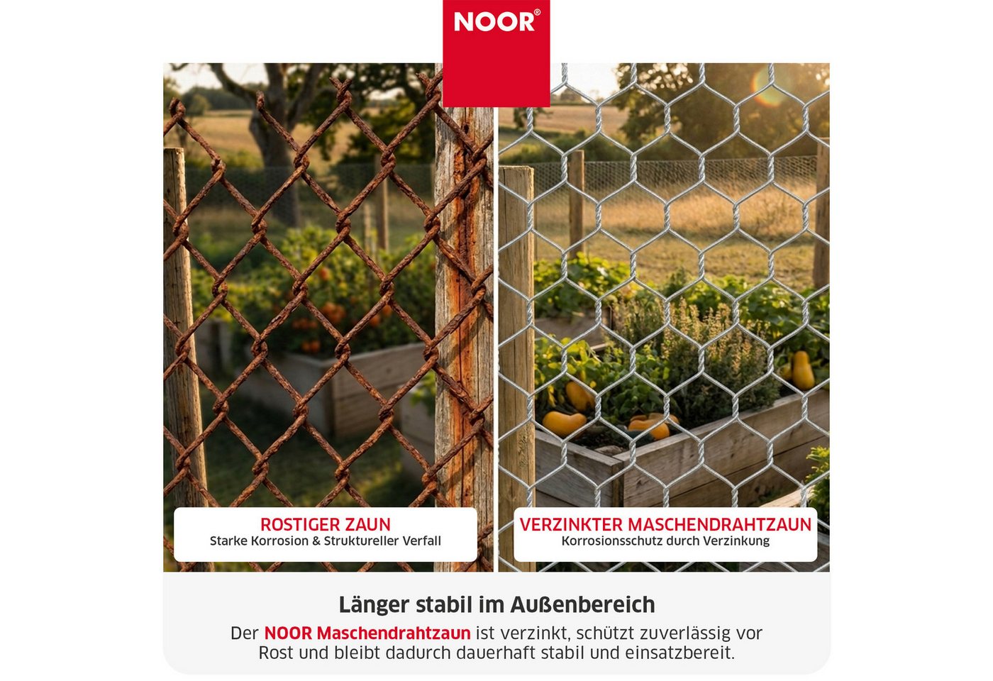 NOOR Volierendraht Maschendrahtzaun - Schutz f ür Garten & Grundstück, Witterungsbeständiger Befestigungsdraht - vielseitig einsetzbar Bild 3
