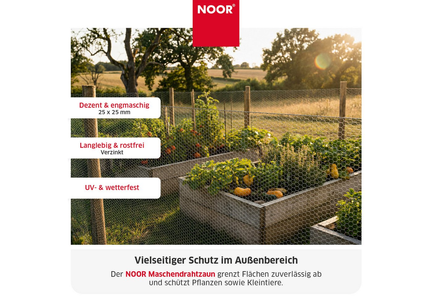 NOOR Volierendraht Maschendrahtzaun - Schutz für Garten & Grundstück, Witterungsbeständiger Befestigungsdraht - vielseitig einsetzbar Bild 4