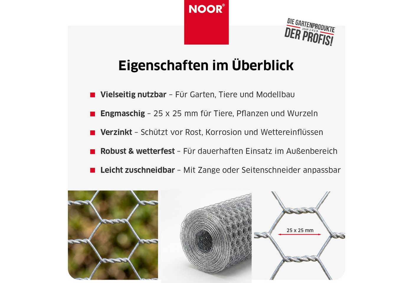 NOOR Volierendraht Maschendrahtzaun - Schutz für Garten & Grundstück, Witterungsbeständiger Befestigungsdraht - vielseitig einsetzbar Bild 5