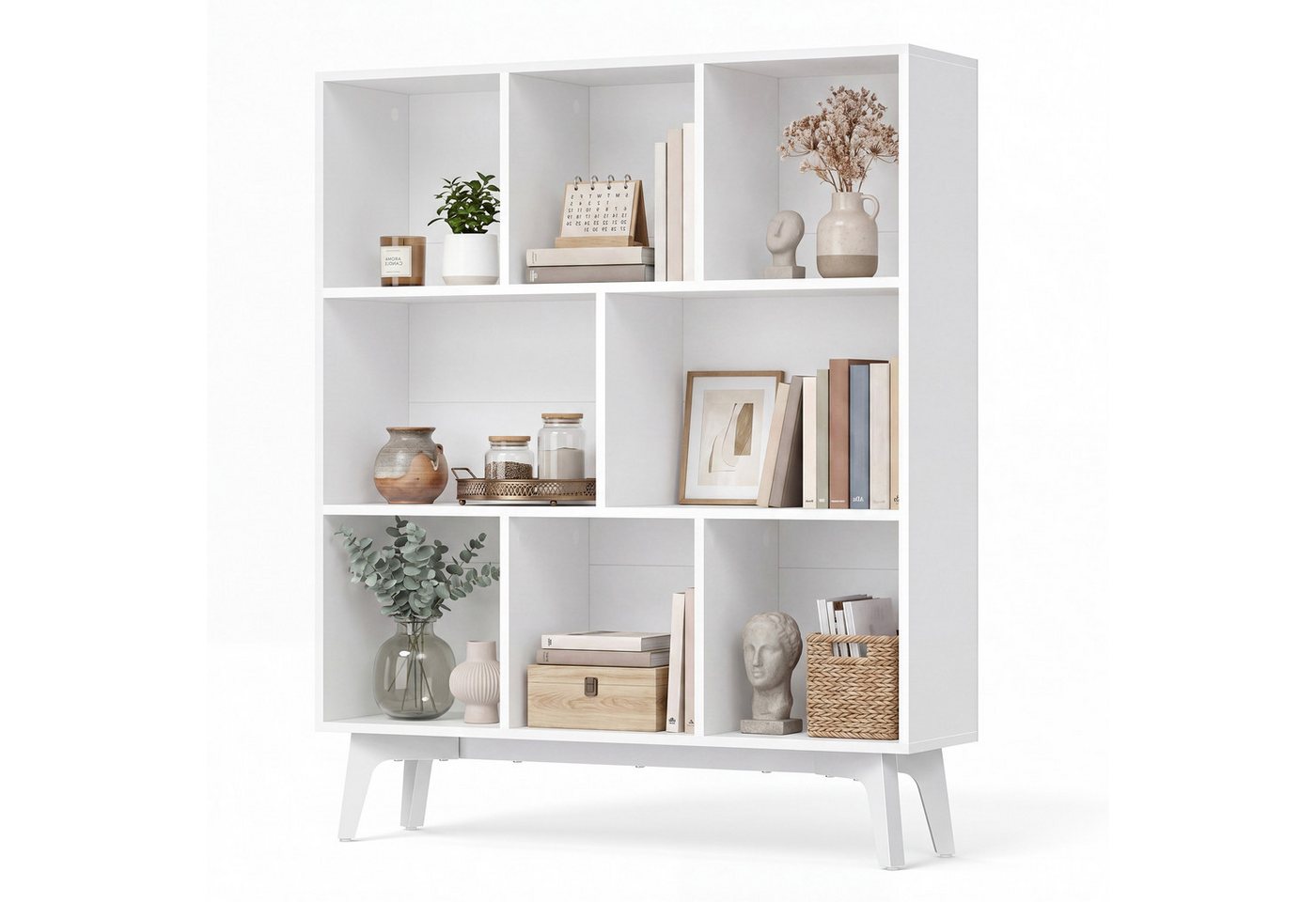 VASAGLE Bücherregal Standregal, 8 Fächer, Würfelregal, Aufbewahrungsregal, 24 x 90 x 107,4 cm