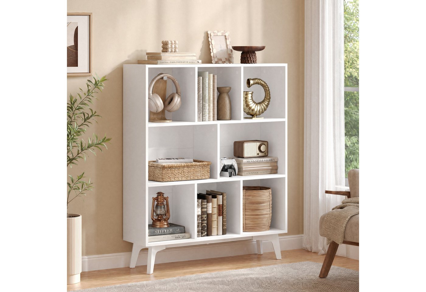 VASAGLE Bücherregal Standregal, 8 Fächer, Würfelregal, Aufbewahrungsregal, 24 x 90 x 107,4 cm Bild 4
