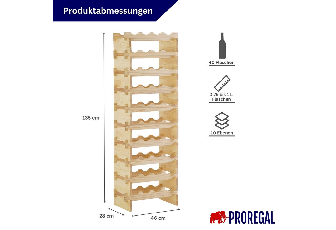 PROREGAL® Weinregal NAVARRA aus Holz