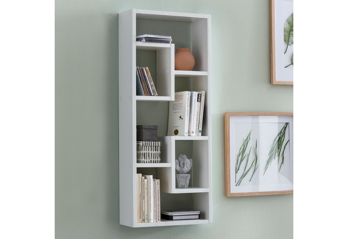 FINEBUY Wandregal Hängeregal 36 x 90 x 13,5 cm Holz Wandboard Dekoregal Modern, Weiß 36x90x13,5 cm Holz Design Hängeregal Modern, Wandboard Freischwebend Dekoregal Bücherregal Wand