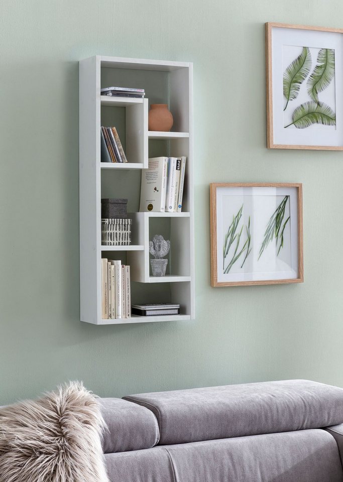 FINEBUY Wandregal Hängeregal 36 x 90 x 13,5 cm Holz Wandboard Dekoregal Modern, Weiß 36x90x13,5 cm Holz Design Hängeregal Modern, Wandboard Freischwebend Dekoregal Bücherregal Wand Bild 3