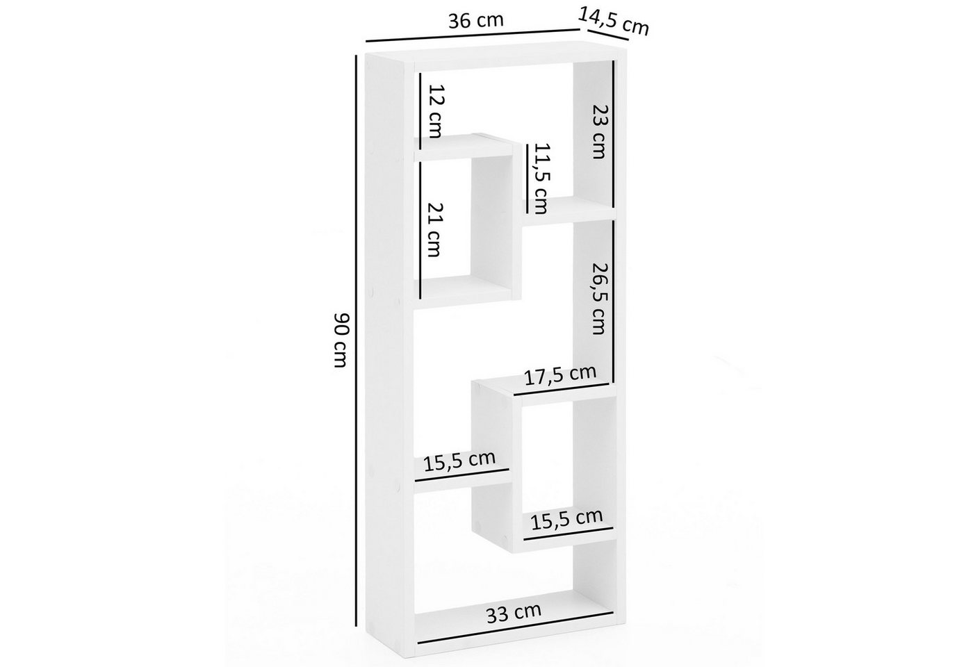 FINEBUY Wandregal Hängeregal 36 x 90 x 13,5 cm Holz Wandboard Dekoregal Modern, Weiß 36x90x13,5 cm Holz Design Hängeregal Modern, Wandboard Freischwebend Dekoregal Bücherregal Wand Bild 4