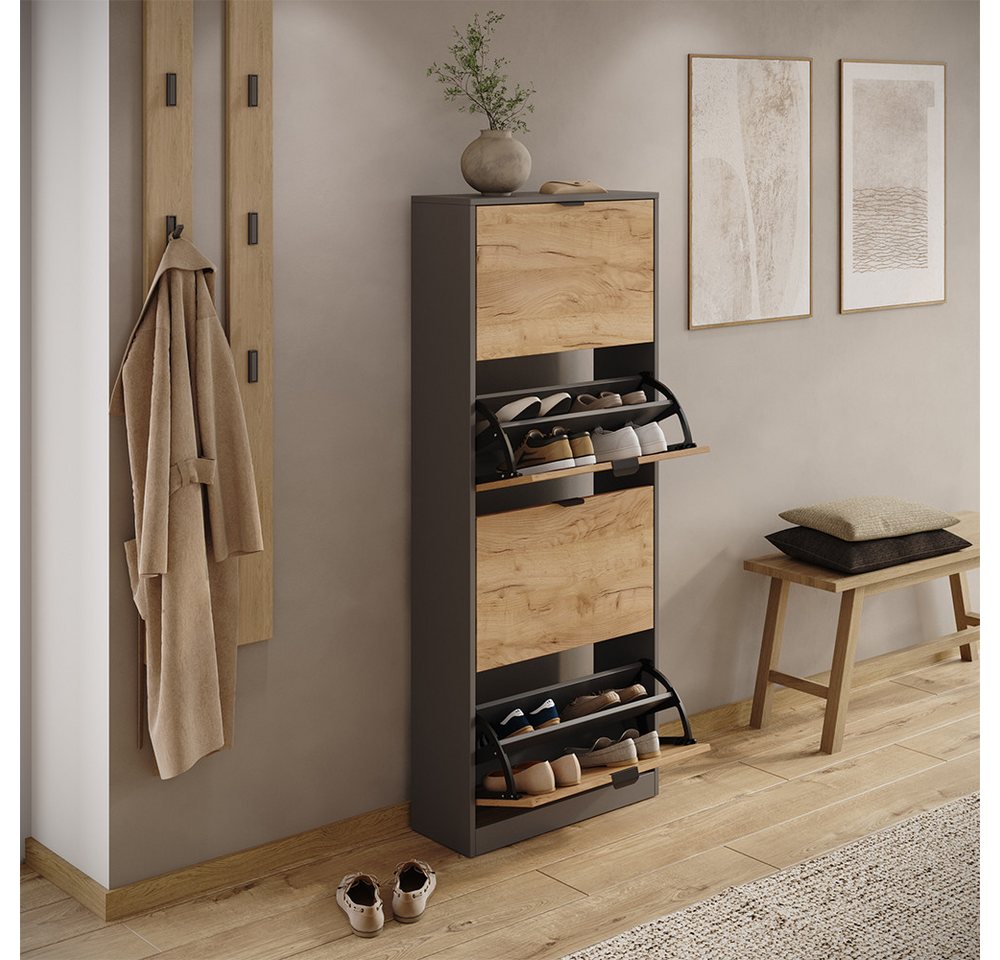 Vicco Schuhkipper Gizmo, Goldkraft Eiche/Anthrazit, 59 x 146.6 cm mit 4 Fächern (1 St)