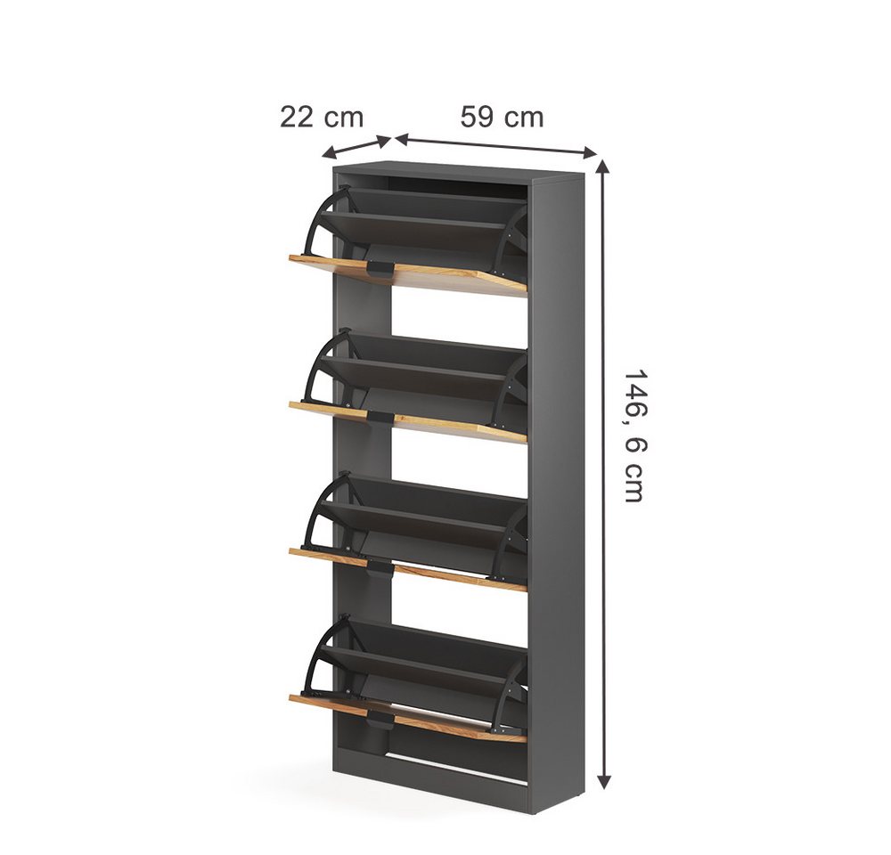 Vicco Schuhkipper Gizmo, Goldkraft Eiche/Anthrazit, 59 x 146.6 cm mit 4 Fächern (1 St) Bild 2