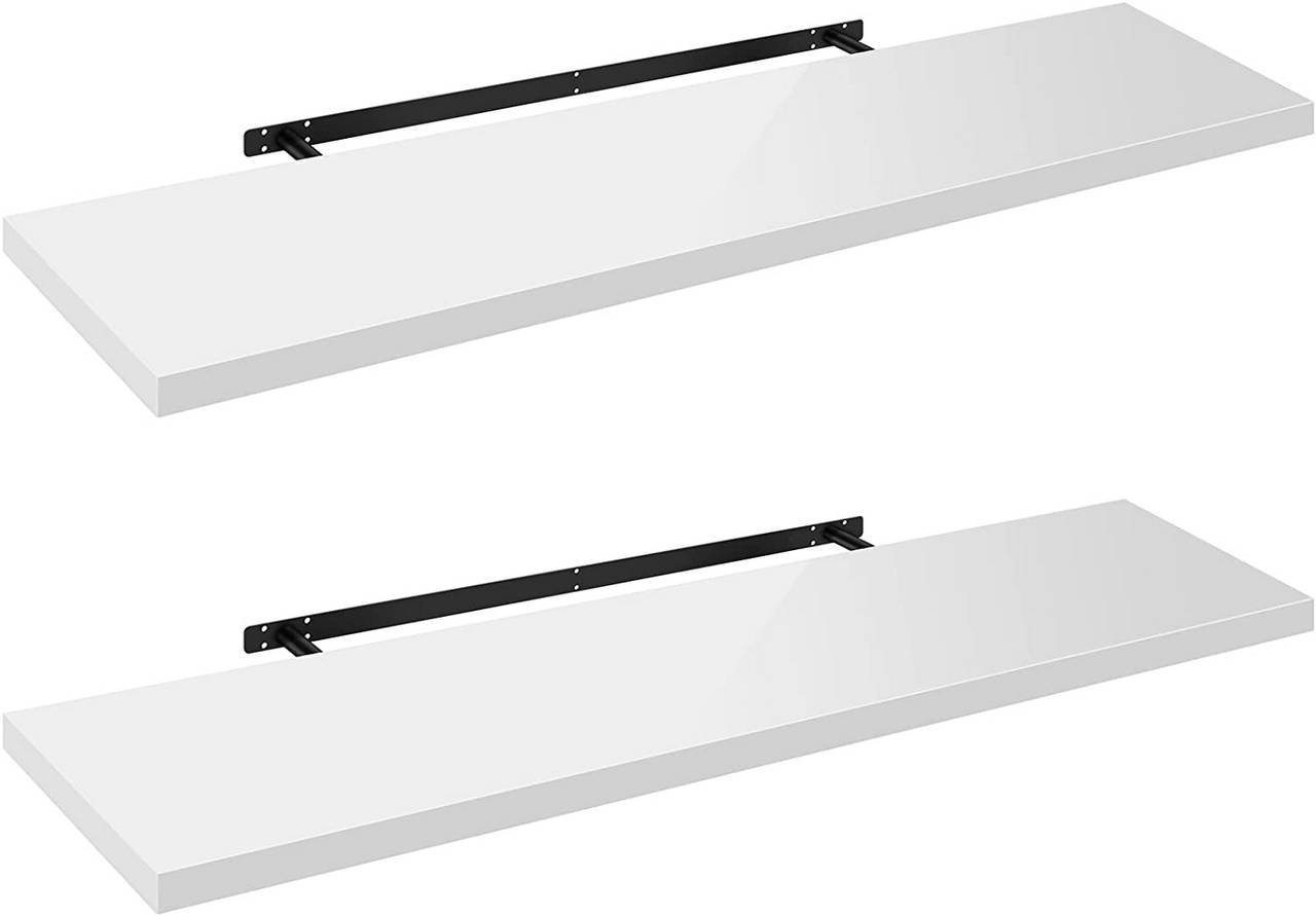 Woltu Wandregal, 2-tlg., Volato freischwebend Schweberegal Holz Board Weiß Bild 2