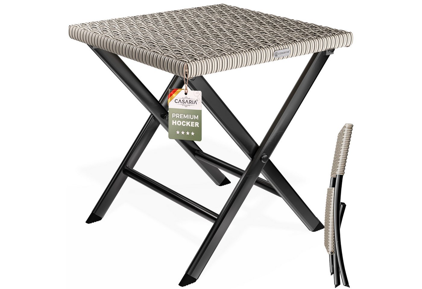 Casaria Klappstuhl, Polyrattan 75kg Belastbarkeit 44x40x44cm Klappbar Leicht Tragbar Bild 3
