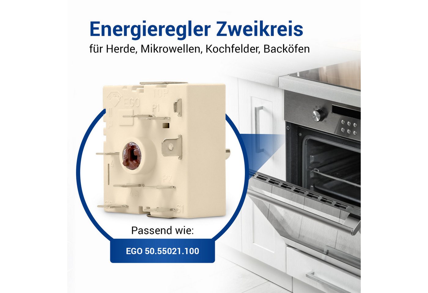 VIOKS Schalter Energieregler Ersatz für EGO 50.55021.100, mit integrierter Zweikreis-Schaltung für Kochfeld Herd Bild 5